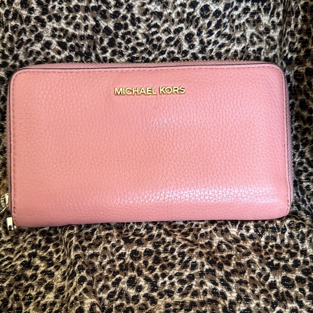 Michael Kors Pink Zip-Around Leather Wallet